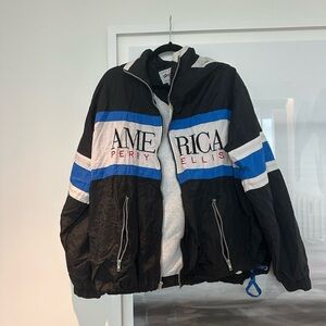 Perry Ellis Men's Black and Blue Windbreaker